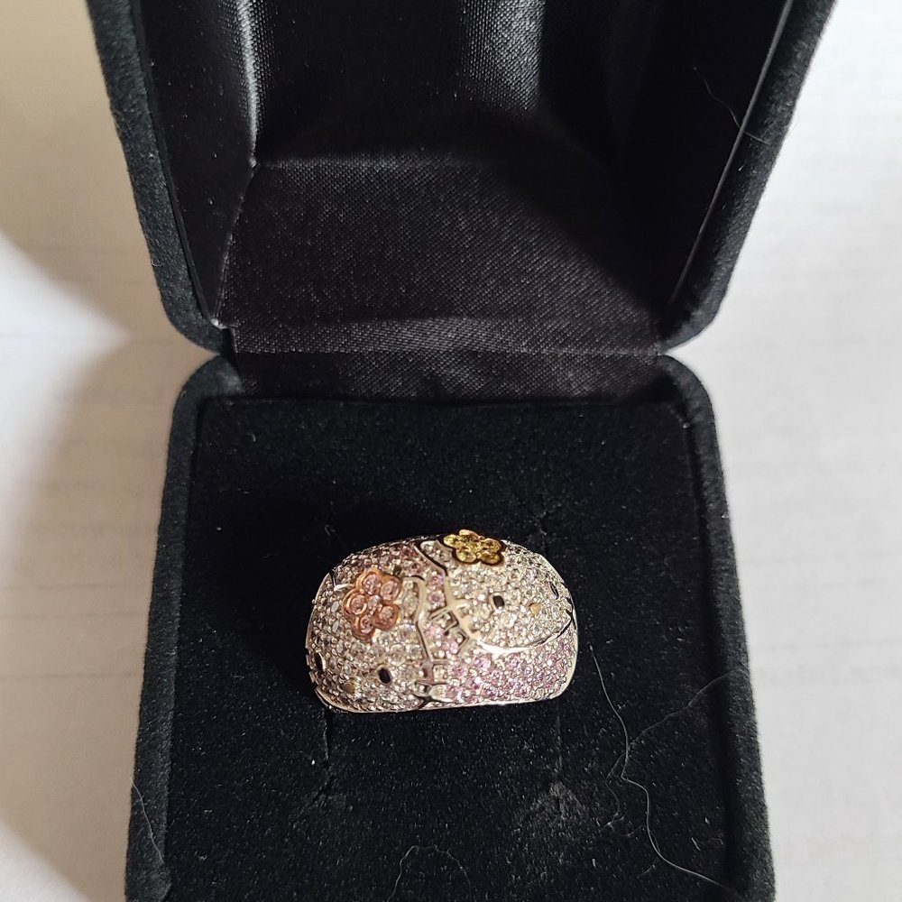 Diamonique Hello Kitty Domed Ring (size 8)